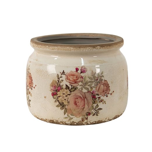 Clayre &amp; Eef Doniczka w kolorze beżowym - wys. 15 x Ø 20 cm ze sklepu Limango Polska w kategorii Doniczki i osłonki - zdjęcie 185904452