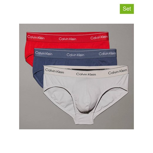 CALVIN KLEIN UNDERWEAR Slipy (3 pary) w kolorze niebieskim, czerwonym i szarym ze sklepu Limango Polska w kategorii Majtki męskie - zdjęcie 185905374