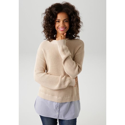 Aniston Sweter w kolorze beżowym ze sklepu Limango Polska w kategorii Swetry damskie - zdjęcie 185905554