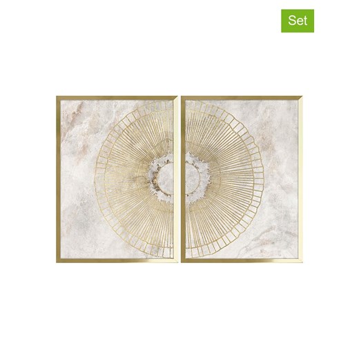 Ars Longa Druki artystyczne (2 szt.) &quot;Elegant Golden Circles&quot; w ramce - 70 x 50 cm ze sklepu Limango Polska w kategorii Obrazy - zdjęcie 185906002