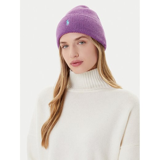 Czapka Polo Ralph Lauren 455954355010 Fioletowy ze sklepu eobuwie.pl w kategorii Czapki zimowe damskie - zdjęcie 185909391