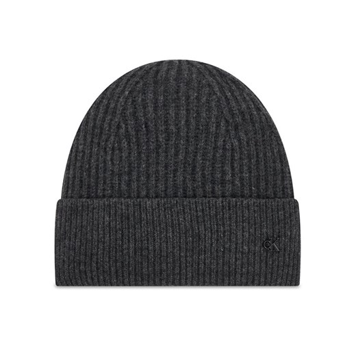 Calvin Klein Czapka Ck Metal Wool Beanie LV04D8032G Szary ze sklepu MODIVO w kategorii Czapki zimowe damskie - zdjęcie 185913250