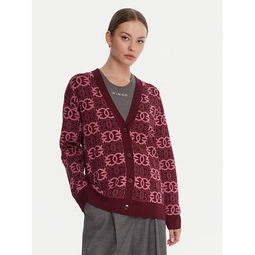PINKO Kardigan Half Breed 106042 A2YD Bordowy Regular Fit ze sklepu MODIVO w kategorii Swetry damskie - zdjęcie 185913253