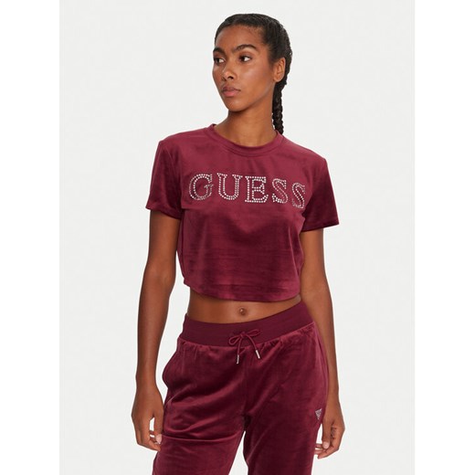 Guess T-Shirt V3BI01 K0232 Bordowy Regular Fit ze sklepu MODIVO w kategorii Bluzki damskie - zdjęcie 185913283