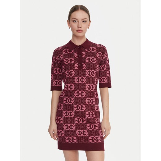PINKO Sukienka dzianinowa Nothing 106039 A2YD Bordowy Regular Fit ze sklepu MODIVO w kategorii Sukienki - zdjęcie 185913441