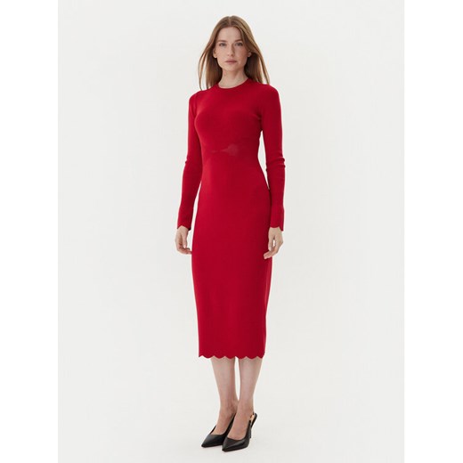 TWINSET Sukienka dzianinowa 252TP3040 Czerwony Slim Fit ze sklepu MODIVO w kategorii Sukienki - zdjęcie 185913510