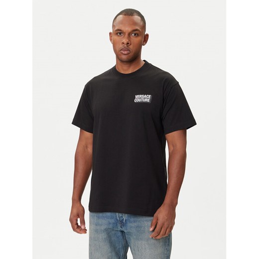 Versace Jeans Couture T-Shirt 79GAHP10 CJ01P Czarny Regular Fit ze sklepu MODIVO w kategorii T-shirty męskie - zdjęcie 185913613