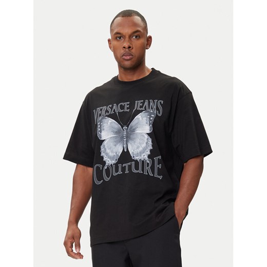 Versace Jeans Couture T-Shirt 79GAHP06 CJ01P Czarny Regular Fit ze sklepu MODIVO w kategorii T-shirty męskie - zdjęcie 185913754