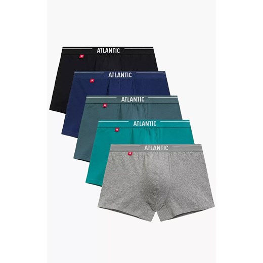 Atlantic 5-pack bokserki męskie 5SMH-004-NIE/ZIE/CZA/SZM/NIEC, Kolor niebiesko-szary, Rozmiar L, ATLANTIC ze sklepu Primodo w kategorii Majtki męskie - zdjęcie 185920091