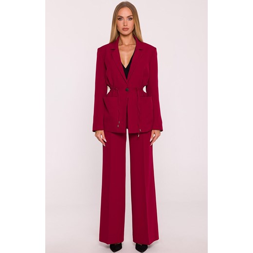 Moe spodnie damskie z szerokimi nogawkami bordowe M875, Kolor bordowy, Rozmiar L, MOE ze sklepu Primodo w kategorii Spodnie damskie - zdjęcie 185920320