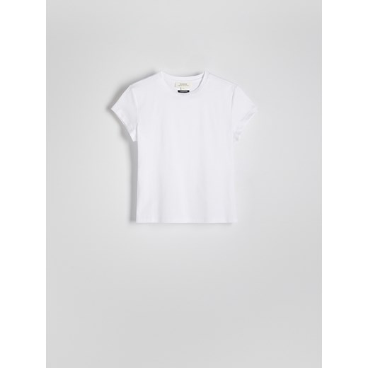 Reserved - T-shirt z domieszką jedwabiu - biały ze sklepu Reserved w kategorii Bluzki damskie - zdjęcie 185921133