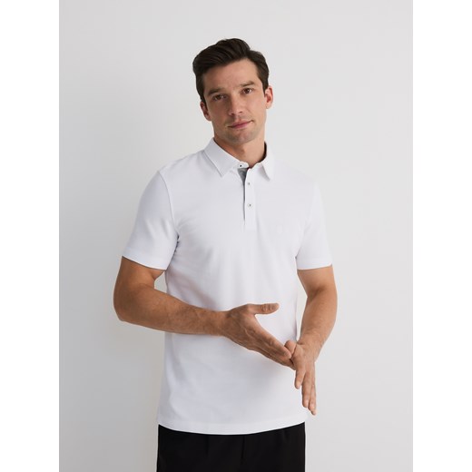 Reserved - Koszulka polo regular z haftem - biały ze sklepu Reserved w kategorii T-shirty męskie - zdjęcie 185921372