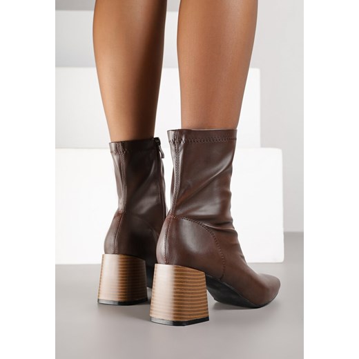Brązowe Botki na Stożku Vices z Elastyczną Cholewką Giolaria Renee 41 renee.pl