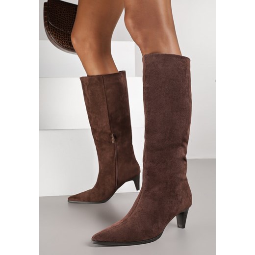 Brązowe Kozaki na Stożkowym Obcasie Narosea 41 born2be.pl