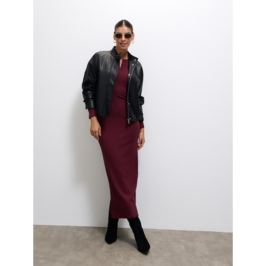 Mohito - Dzianinowa bordowa sukienka midi - kasztanowy Mohito XL Mohito