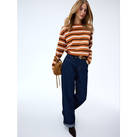 Mohito - Longsleeve basic w paski - beżowy ze sklepu Mohito w kategorii Paski damskie - zdjęcie 185925011