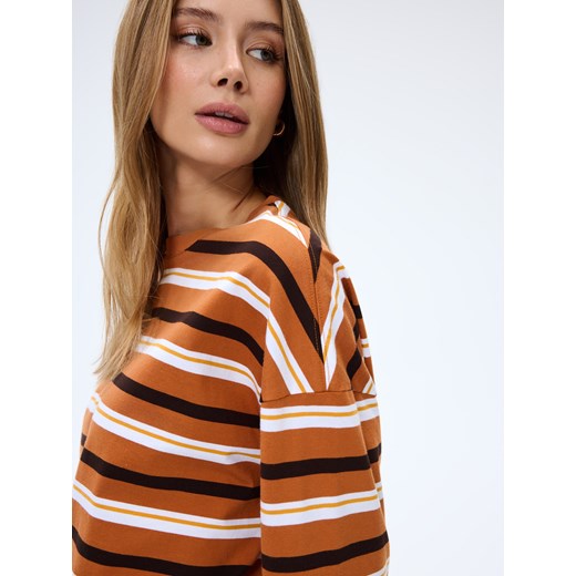 Mohito - Longsleeve basic w paski - beżowy Mohito S Mohito