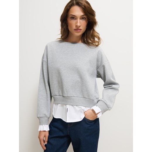 Mohito - Bluza ze wstawką koszulową - szary ze sklepu Mohito w kategorii Bluzy damskie - zdjęcie 185925371