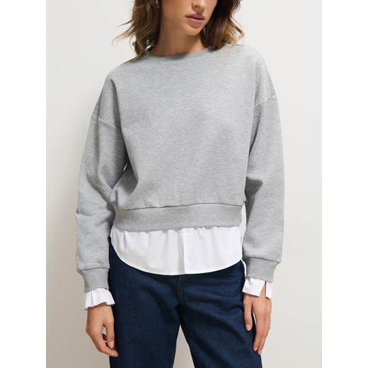 Mohito - Bluza ze wstawką koszulową - szary Mohito XL Mohito