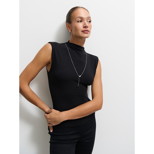Mohito - Czarna bluzka ze stójką - czarny Mohito L Mohito