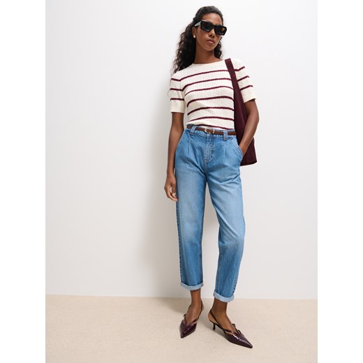 Mohito - Jeansy chino slim z paskiem - niebieski ze sklepu Mohito w kategorii Jeansy damskie - zdjęcie 185926300