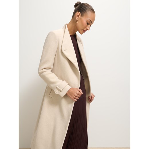 Mohito - Kremowy płaszcz z wełną - kremowy ze sklepu Mohito w kategorii Płaszcze damskie - zdjęcie 185927081
