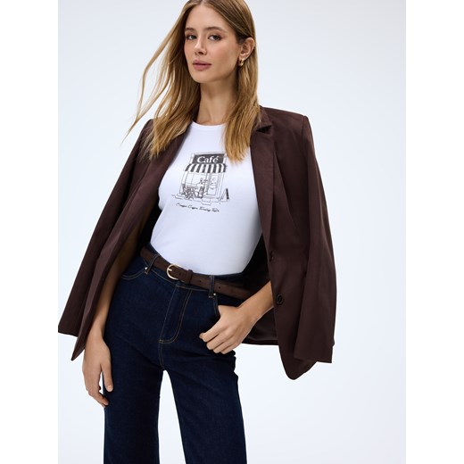 Mohito - T-shirt z nadrukiem - biały ze sklepu Mohito w kategorii Bluzki damskie - zdjęcie 185927622