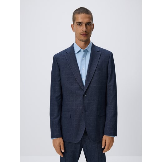 Reserved - Marynarka slim fit z domieszką wiskozy - granatowy ze sklepu Reserved w kategorii Marynarki męskie - zdjęcie 185928181