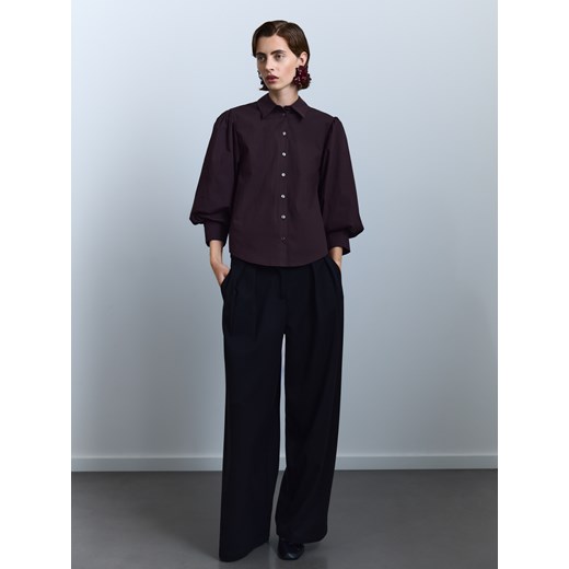 Reserved - Koszula z bufiastymi rękawami - brązowy ze sklepu Reserved w kategorii Koszule damskie - zdjęcie 185928864