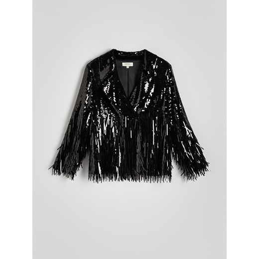 Reserved - Połyskująca marynarka z cekinami - czarny Reserved M/L wyprzedaż Reserved