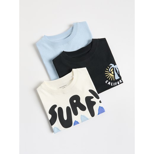 Reserved - Bawełniany t-shirt 3 pack - biały ze sklepu Reserved w kategorii T-shirty chłopięce - zdjęcie 185929071