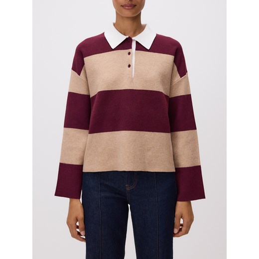 Reserved - Sweter polo w paski - wielobarwny ze sklepu Reserved w kategorii Swetry damskie - zdjęcie 185929110