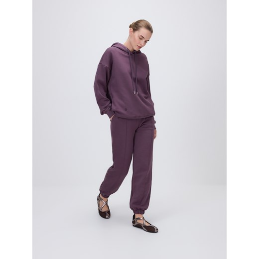 Reserved - Spodnie dresowe z przeszyciami - ciemnofioletowy ze sklepu Reserved w kategorii Spodnie damskie - zdjęcie 185929301