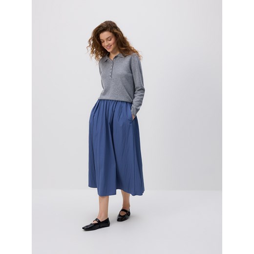 Reserved - Spódnica midi z zakładkami - granatowy ze sklepu Reserved w kategorii Spódnice - zdjęcie 185929501