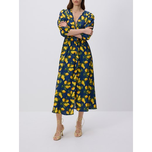 Reserved - Kopertowa sukienka midi - granatowy ze sklepu Reserved w kategorii Sukienki - zdjęcie 185929521