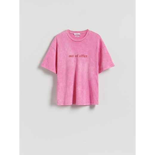 Reserved - Bawełniany t-shirt - różowy Reserved L Reserved