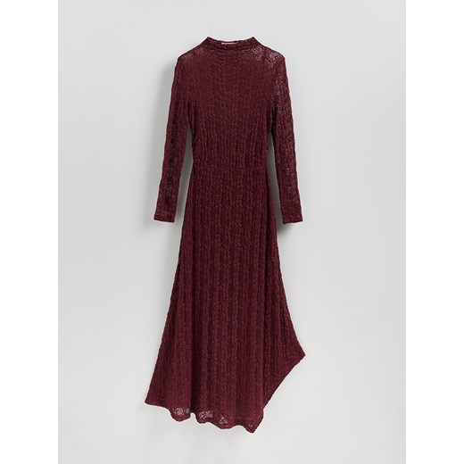 Reserved - Koronkowa sukienka maxi - burgundowy Reserved M Reserved