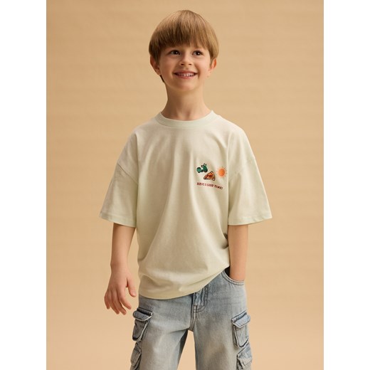 Reserved - Bawełniany t-shirt z nadrukiem - jasnozielony ze sklepu Reserved w kategorii T-shirty chłopięce - zdjęcie 185929553