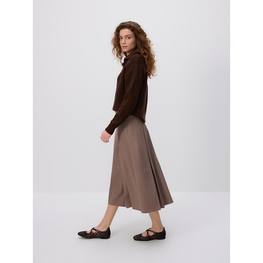Reserved - Plisowana spódnica midi - beżowy ze sklepu Reserved w kategorii Spódnice - zdjęcie 185929683