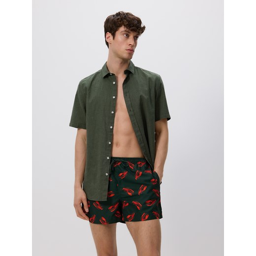 Reserved - Wzorzyste szorty plażowe - ciemnozielony ze sklepu Reserved w kategorii Kąpielówki - zdjęcie 185929923