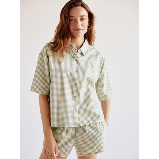 Reserved - Dwuczęściowa piżama z bawełny - zielony ze sklepu Reserved w kategorii Piżamy damskie - zdjęcie 185930042