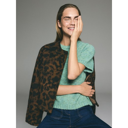 Reserved - Sweter z krótkimi rękawami - miętowy ze sklepu Reserved w kategorii Swetry damskie - zdjęcie 185930121