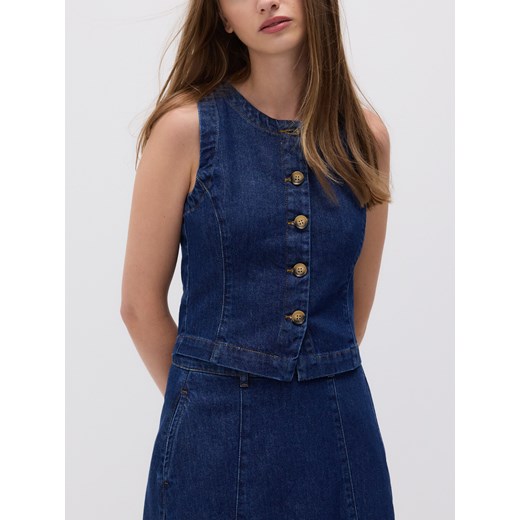 Reserved - Jeansowa kamizelka - granatowy ze sklepu Reserved w kategorii Kamizelki damskie - zdjęcie 185930542