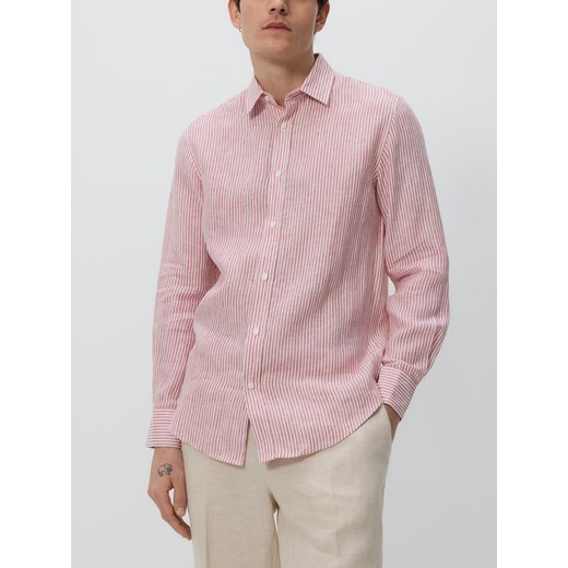 Reserved - Lniana koszula regular fit - miedziany ze sklepu Reserved w kategorii Koszule męskie - zdjęcie 185930583