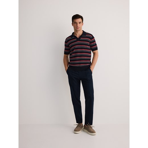 Reserved - Spodnie jogger z lnem - granatowy ze sklepu Reserved w kategorii Spodnie męskie - zdjęcie 185930684