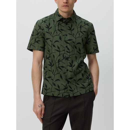 Reserved - Lniana koszula regular fit - zielony ze sklepu Reserved w kategorii Koszule męskie - zdjęcie 185931163