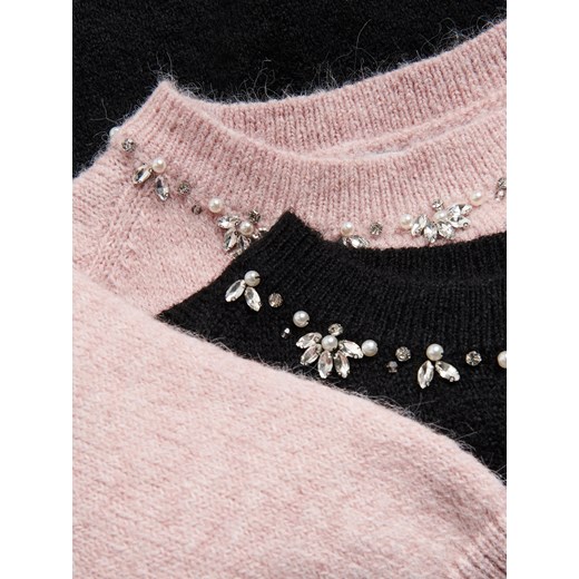 Reserved - Sweter z ozdobną aplikacją - czarny Reserved XL Reserved