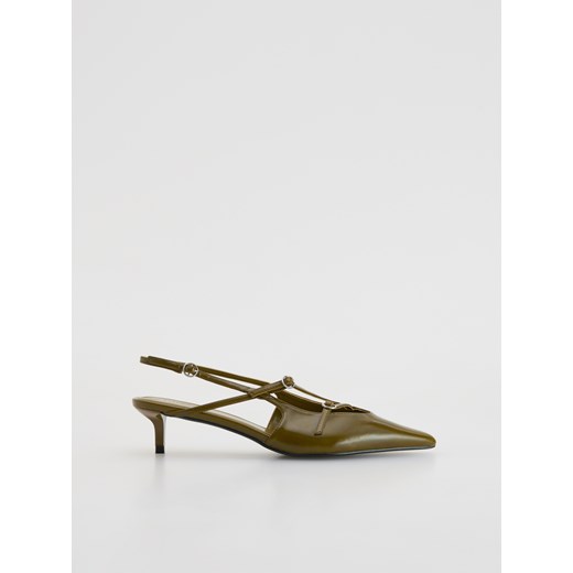 Reserved - Czółenka z odkrytą piętą - oliwkowy ze sklepu Reserved w kategorii Czółenka - zdjęcie 185931503