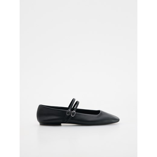 Reserved - Skórzane baleriny z paskami - czarny ze sklepu Reserved w kategorii Balerinki - zdjęcie 185931612