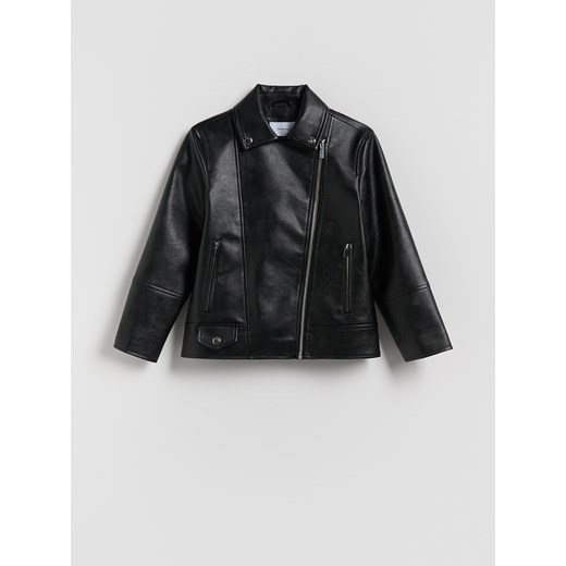 Reserved - Ramoneska z imitacji skóry - czarny ze sklepu Reserved w kategorii Kurtki dziewczęce - zdjęcie 185931620
